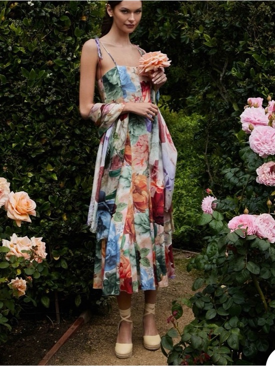 Alice + Olivia Dresses & Skirts - Alice + Olivia Jeannette Floral Tie-Shoulder Midi Dress in Multicolor